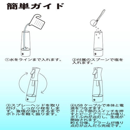 電解除菌水生成器(次亜塩素酸水) 家庭スプレー